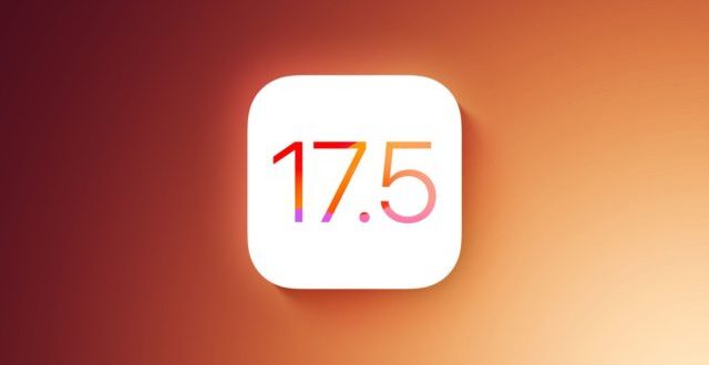 من iPhoneIslam.com، مربع أبيض بزوايا مستديرة يحتوي على الرقم "17.5" بلون متدرج على خلفية تنتقل من الأحمر الداكن إلى البرتقالي، يرمز إلى تحديث iOS 17.5.